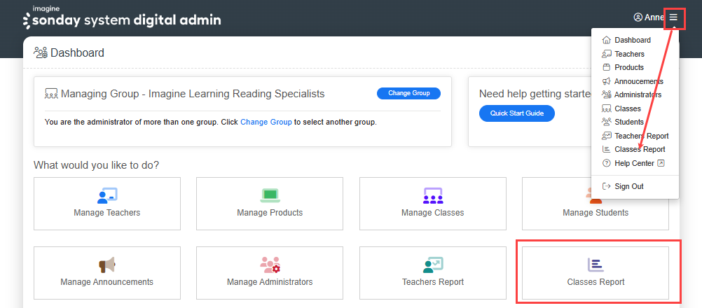 accessing the classes report.png