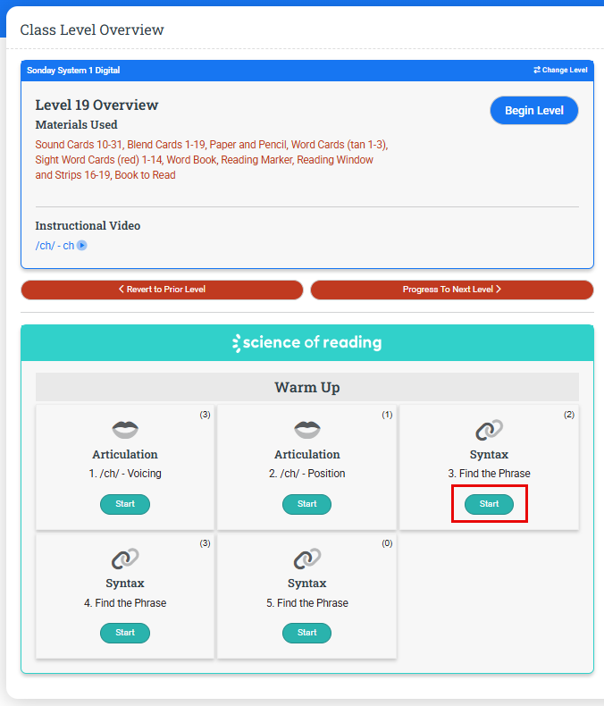 science of reading activities on class level overview page.png