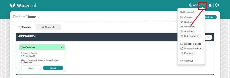 Select Word Lists from dropdown menu.jpg