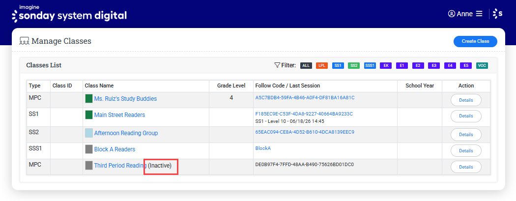 inactive class on Manage Classes page - teachers.png